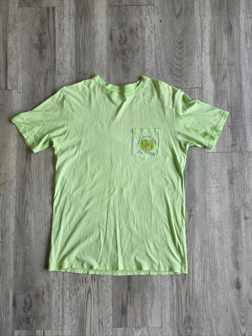 Southern Tide Men's Lime Green Short Sleeve Pocket Tee with Logo